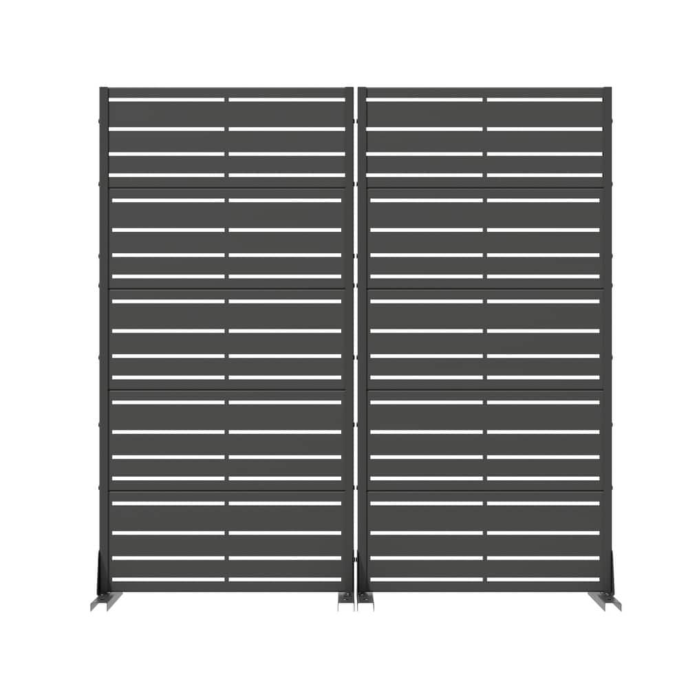 Dovelina Black Outdoor Freestanding Metal Privacy Screen Decorative Garden Fence (Set of 2)