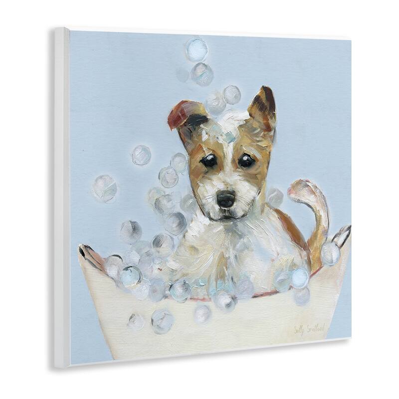 Stupell Fun Bubbles Puppy Bath Wall Plaque Art Design By Sally Swatland