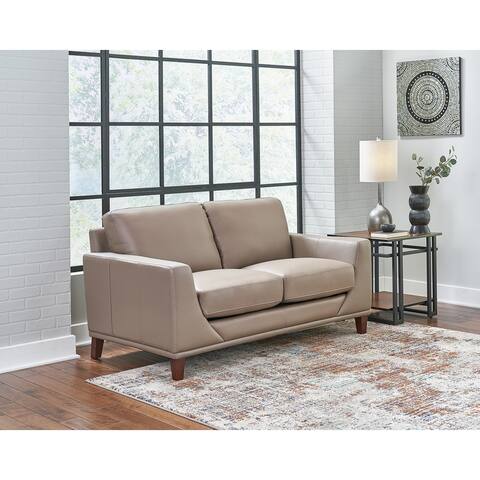 Hydeline Soma Top Grain Leather Loveseat With Feather, Memory Foam and Springs
