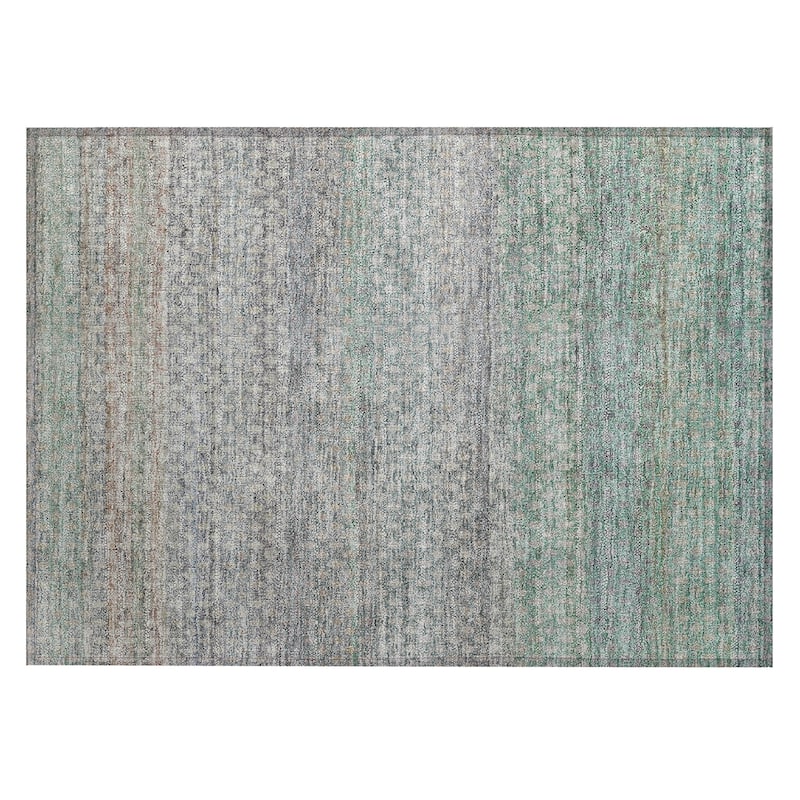 Machine Washable Indoor/Outdoor Stripe Medallions Chantille Rug