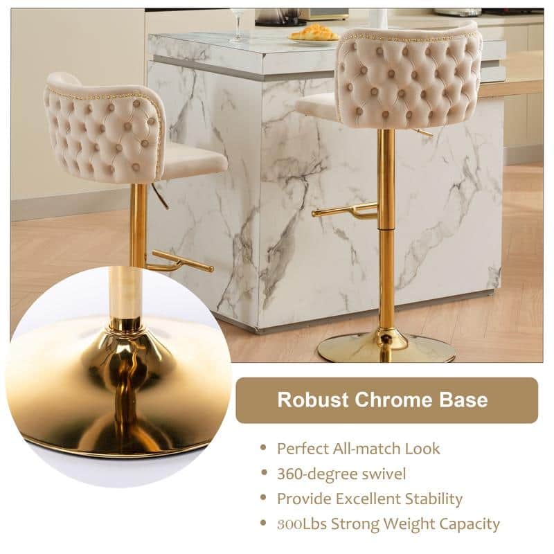 Upholstered Swivel Counter Bar Stools Set of 4