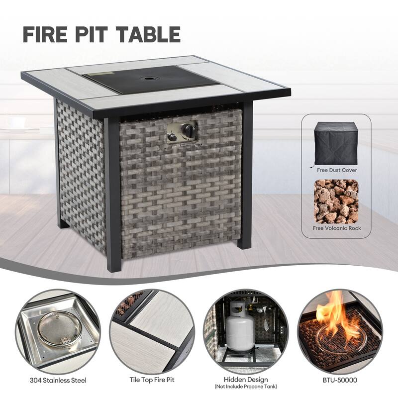 XIZZI 7-piece Patio Furniture Conversation Set with Fire Pit
