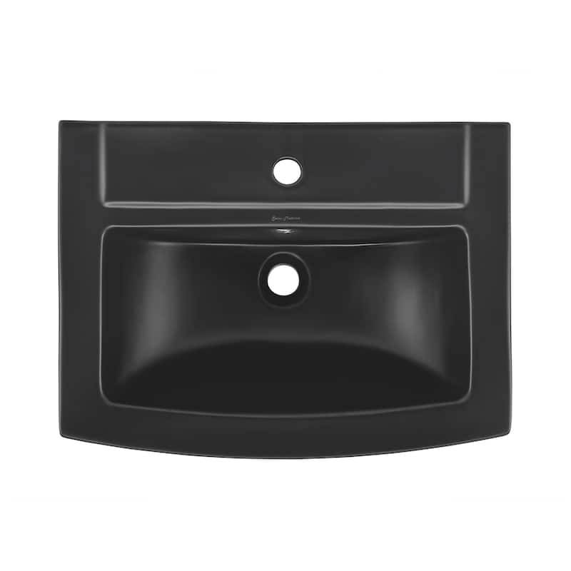 Besanon Square Two-Piece Pedestal Sink In Matte Black - 24.4" x 18.1" 33.5"