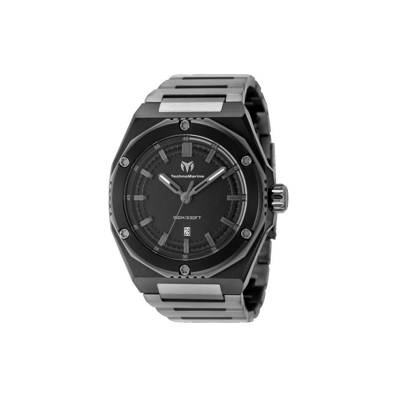 Technomarine Men's TM-416061 CORAL Quartz 3 Hand Black Dial Watch