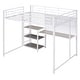 preview thumbnail 18 of 22, Full Loft Bed with Desk & 3 Shelves, Metal Loft Bed with Writing Board, Sapce Saving Loft Bed for Kids, Boys, Girls, Teens