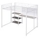 preview thumbnail 9 of 10, White Platform Bed w/ Desk&Whiteboard, Full Loft Bed w/ 3 Storage Shelves, Safety Guardrail & Ladder, Space-Saving, Noise Free