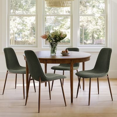 Modern Solid Back Side Dining Chair Walnut leg(Set of 4)
