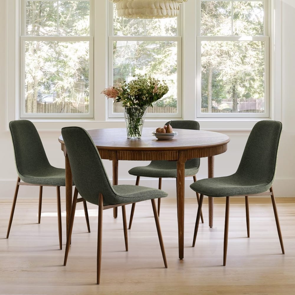 Modern Solid Back Side Dining Chair Walnut leg(Set of 4)