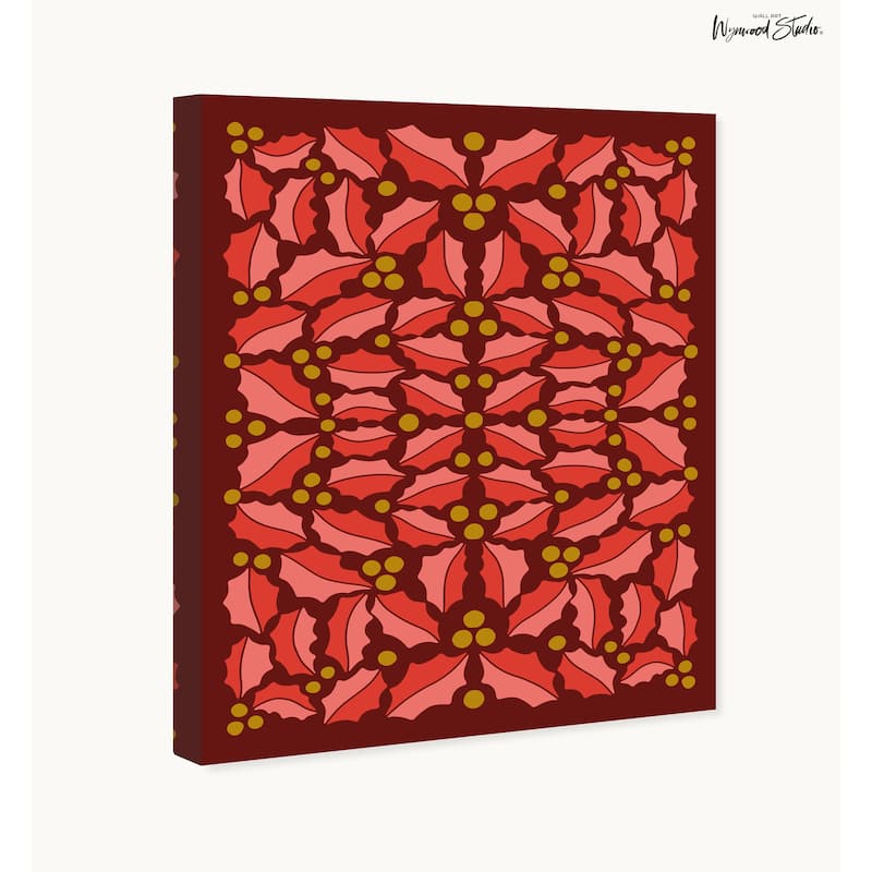 Wynwood Studio Canvas Holiday and Seasonal Leaves for a Christmas Wreath Red Modern & Contemporary Wall Art Canvas Print