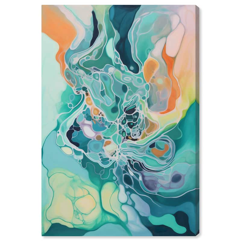 Wynwood Studio Canvas Abstract Falling Water Abstract Green and Mint Green Tropical Wall Art Canvas Print