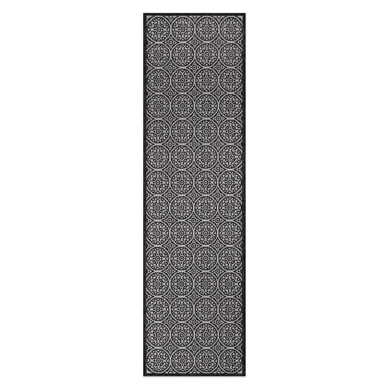 World Rug Gallery Transitional Floral Circles Textured Flat Weave Indoor/Outdoor Area Rug