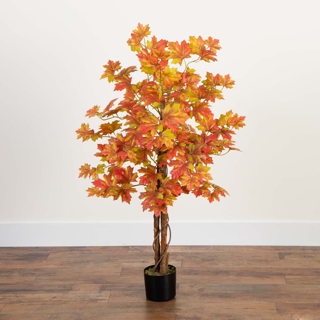 Artificial Deluxe Maple Potted Tree - 4' - Orange