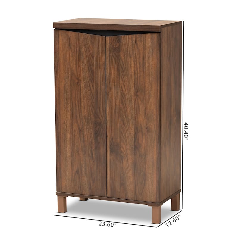 Talon Modern and Contemporary 2-Door Wood Storage Cabinet-Walnut Brown