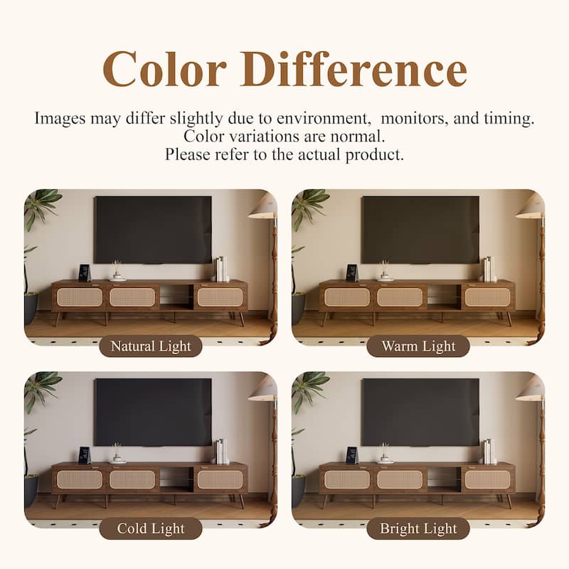 TV Stand TV Console for 75/80/85 Inches TV, Walnut Television Cabinet Entertainment Center with Open Shelf