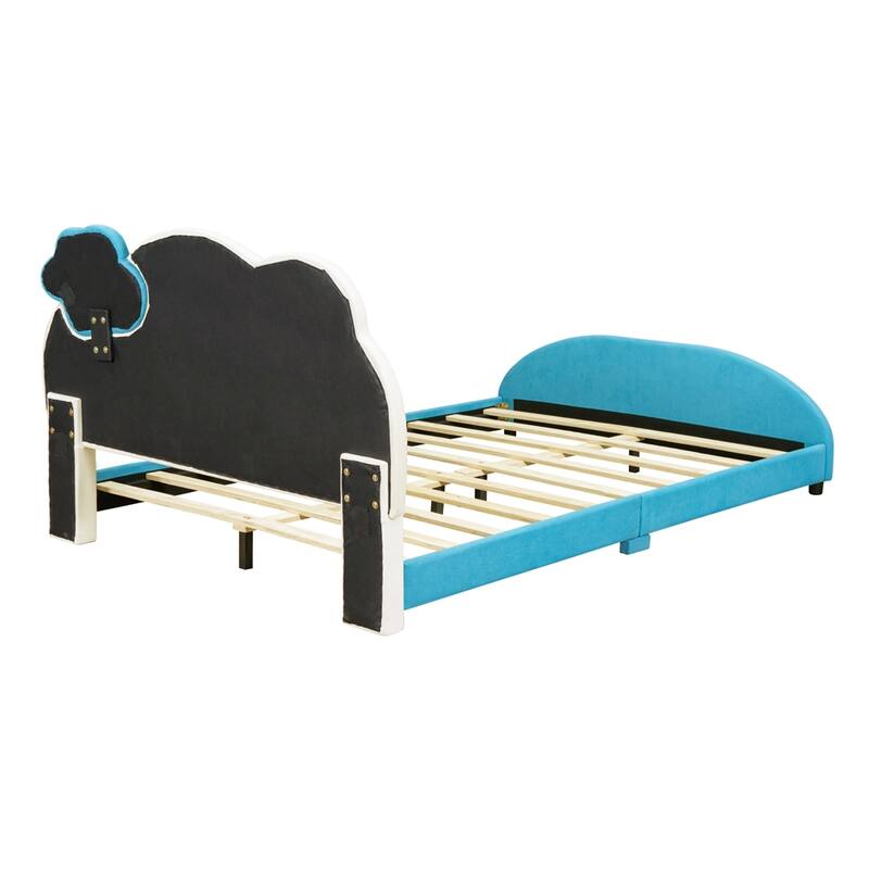 Platform Bed w/Cloud-Shaped Headboard&Embedded Light Stripe,Frame Ded