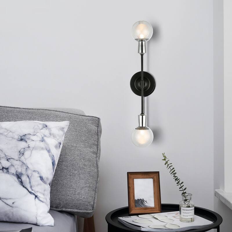 Light Society Cellini 2-Light Wall Sconce - Black/Clear