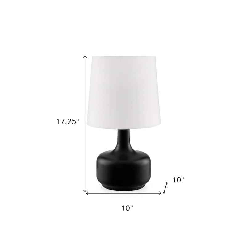 Metal Touch Table Lamp with White Linen Empire Shade - 10” x 10” x 17.25” (D x W x H)