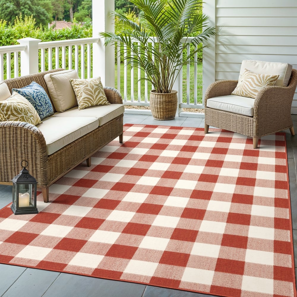 Vista Home Malta Gingham Check Indoor/Outdoor Area Rug