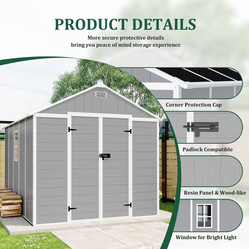 8*8ft Outdoor Storage Shed, Metal Garden Shed Tool House