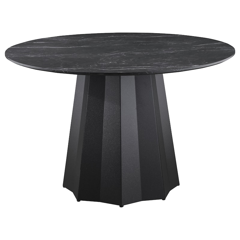 Camden Round 48-Inch Faux Marble Top Dining Table Black - Black