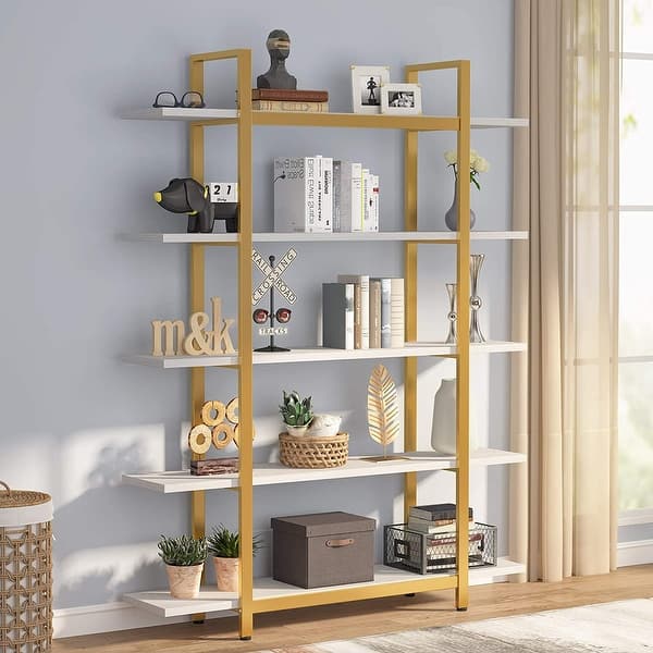 Tribesigns 5-Tier Industrial Large Open Bookcase Bookshelf