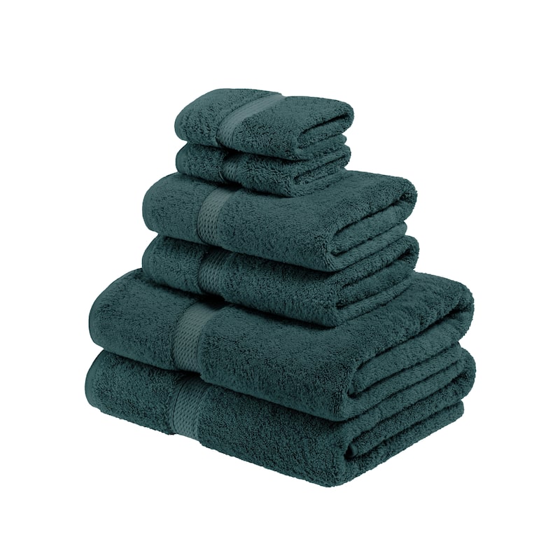 Superior Egyptian Cotton Pile Heavyweight Solid Plush Towel Set - 6-Piece Set - Teal