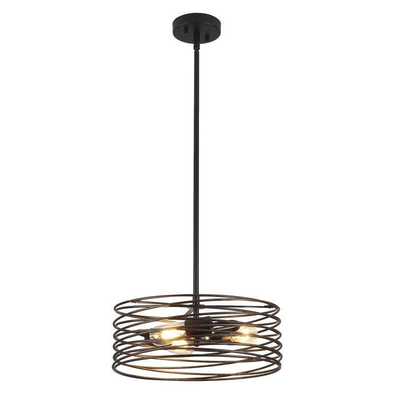 3-Light Vintage Foyer Pendant Hanging Kitchen Island Chandelier Lighting for Dining Room - Black and Gold