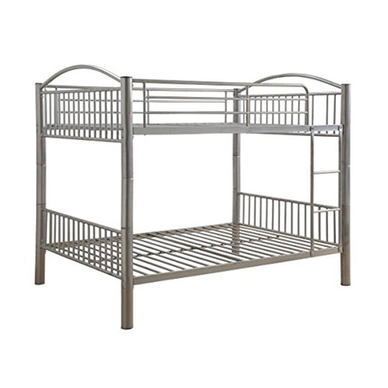 Farmhouse Bunk Bed Full Over Full Silver Metal Twin Size Space Saver