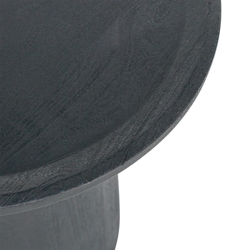 20 in. Matte Black Round Wood End Table, Sturdy Build End Side Table for Living Rooms