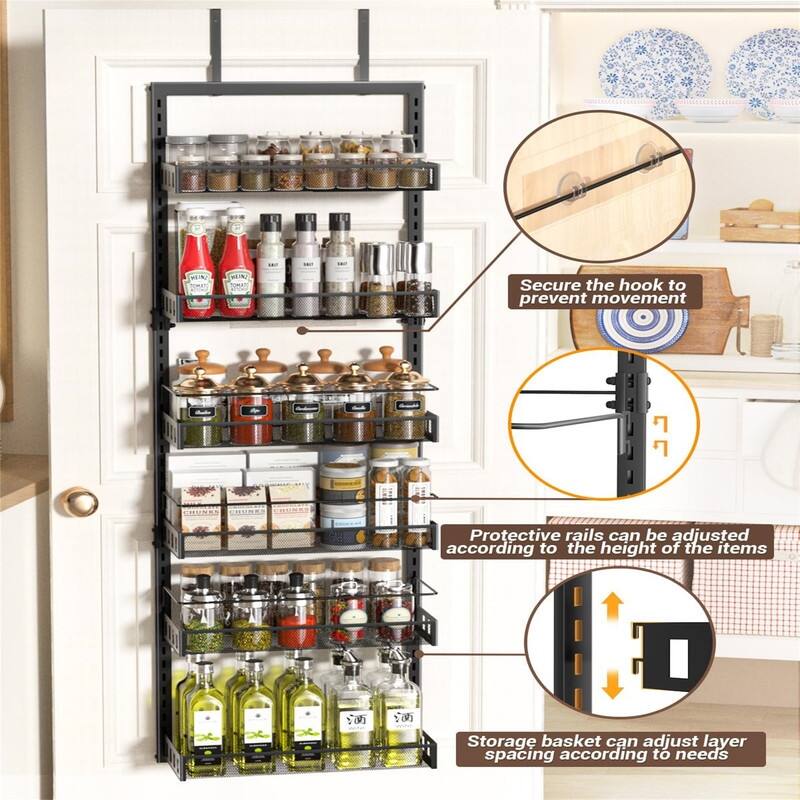 6-Tier Adjustable Stainless Hanging Baskets - 5.5"D x 17.1"W x 50.1"H
