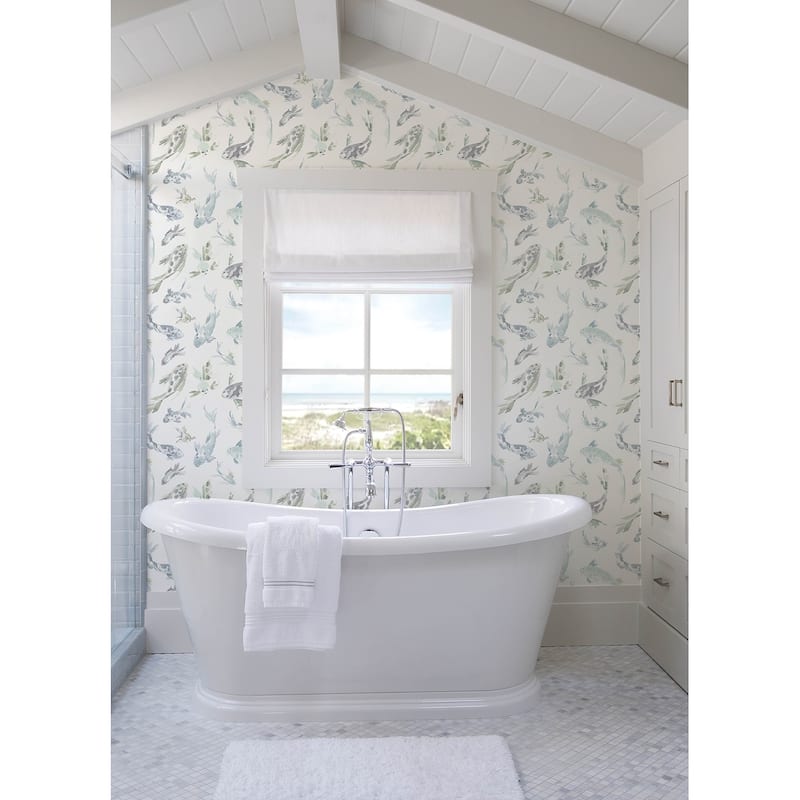A-Street Prints Koi Seafoam Fish Wallpaper