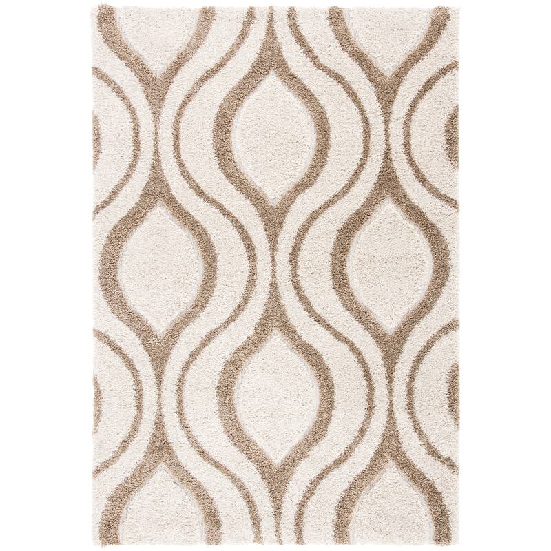 SAFAVIEH, Florida Shag Lulzime Geometric 1.2-inch Thick Rug - 6'7" Square
