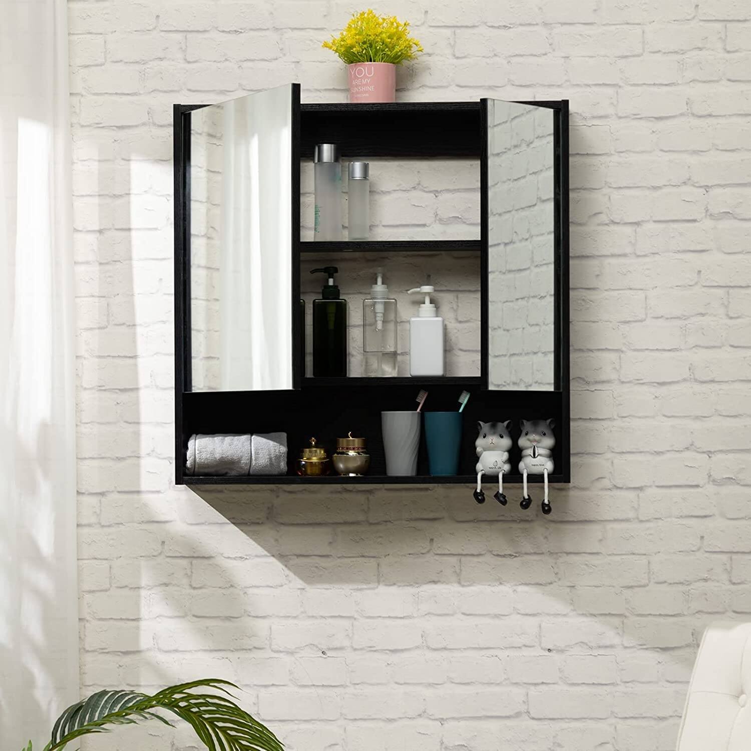 Medicine Cabinet with Mirror and Shelves, Bathroom Wood Wall Cabinet ...