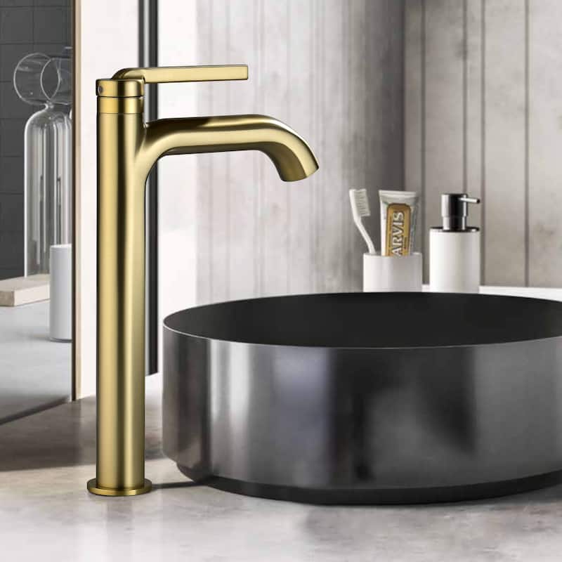 9-12" H Solid Brass Single Handle Bathroom Sink Faucet