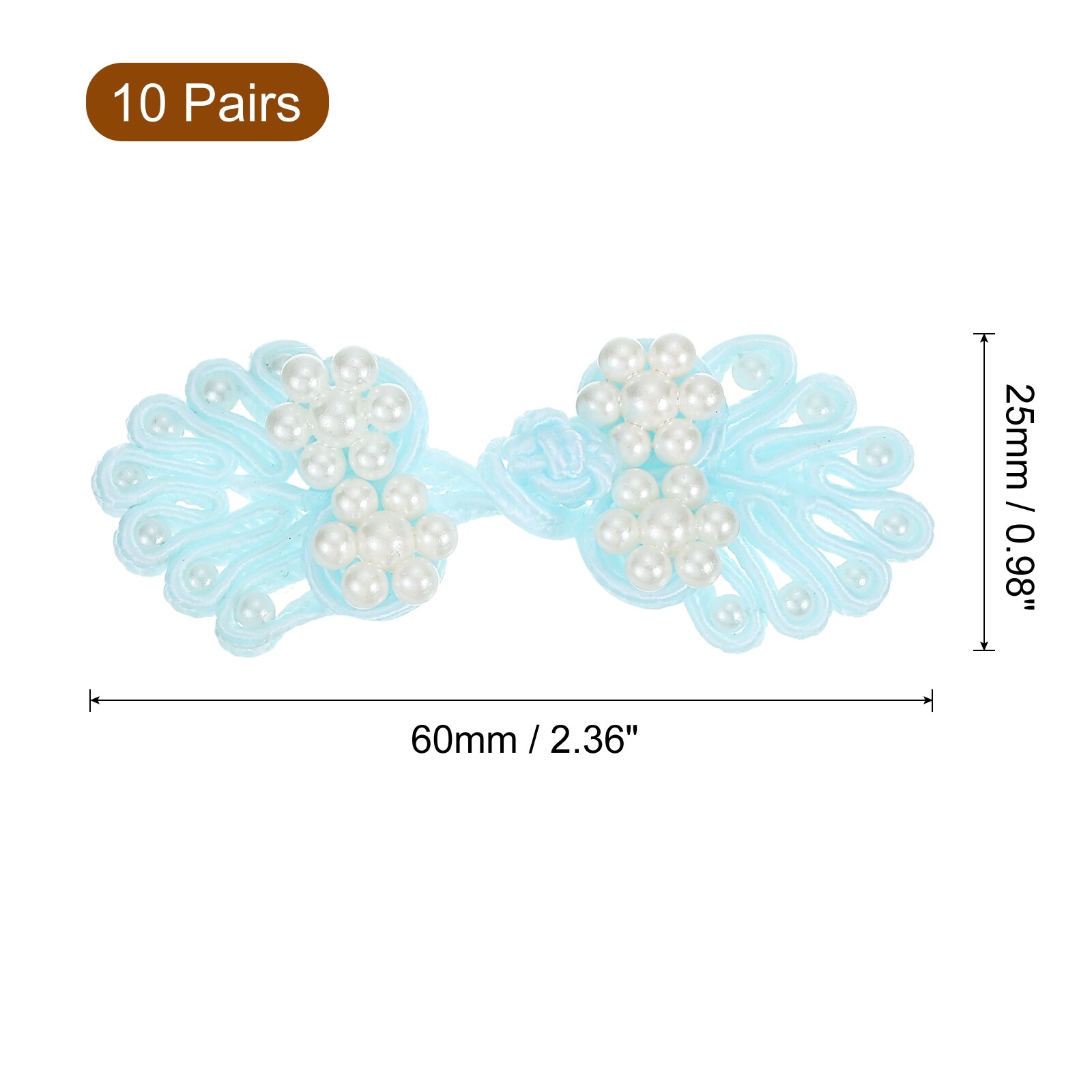 Chinese Knots Sewing Buttons Closure, Knot Frog Buttons, Sewing Buttons Fasteners with Beads, - 60x25mm