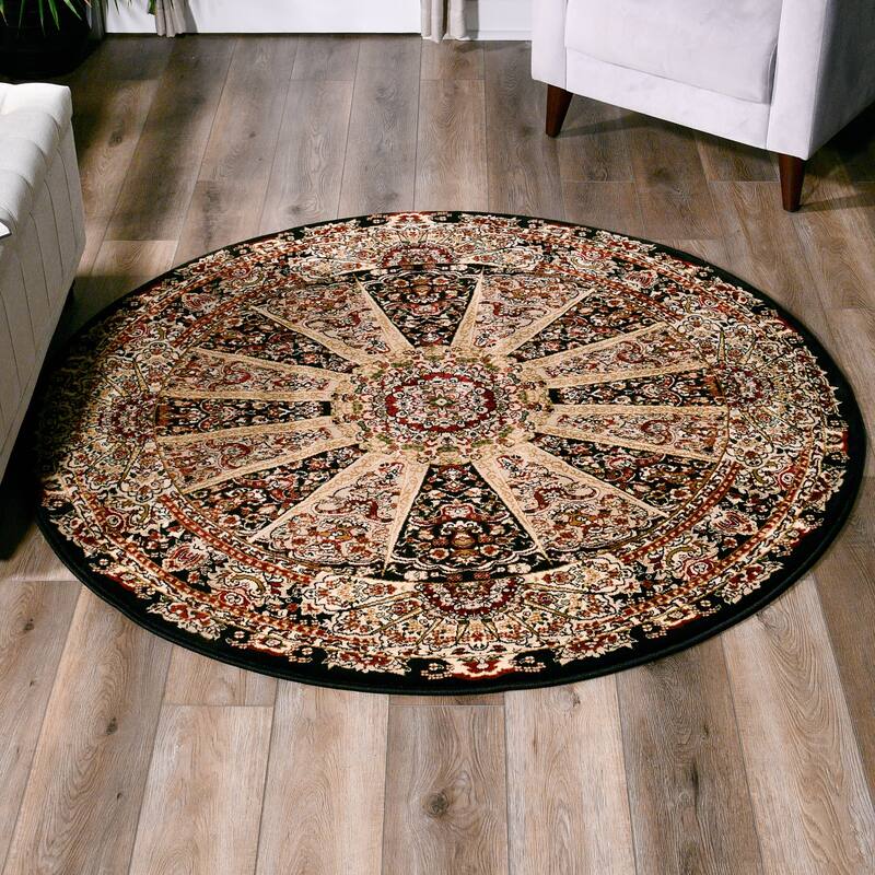 Persian Collection Black Traditional Area Rug