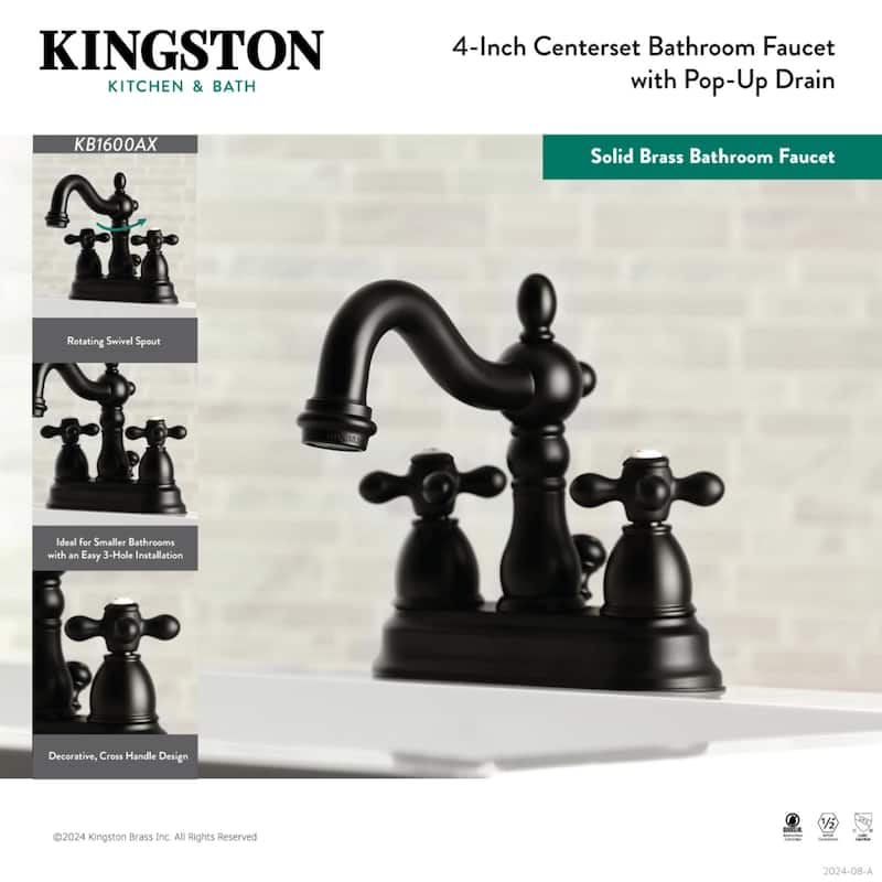 Heritage Two-Handle 3-Hole Deck Mount 4 in. Centerset Bathroom Faucet