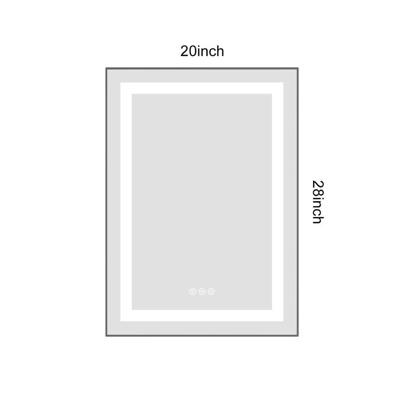 20" x 28" LED Bathroom Mirror with Front and Backlight, Wall Mounted Vanity Mirror with Aluminum Frame, Anti-Fog