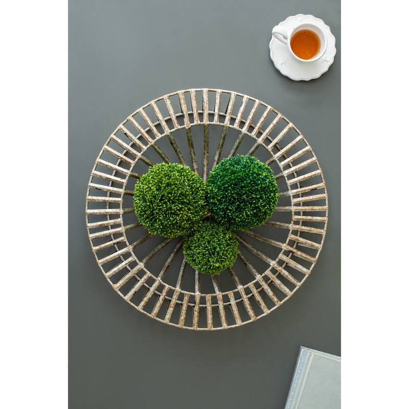 Set of 3, Modern Jennings Discs Wall Decor with Shield Design and Floral Pattern, for Fireplace Mantel Above Desk