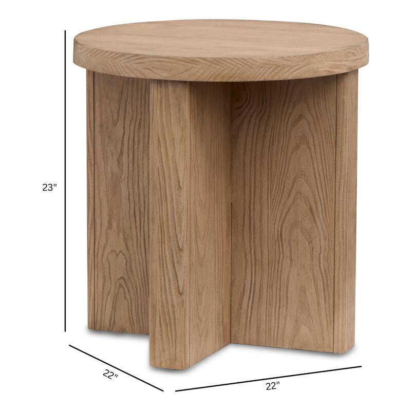 Magnussen Home Hayden Golden Oat Round End Table - 22''W x 22''D x 23''H