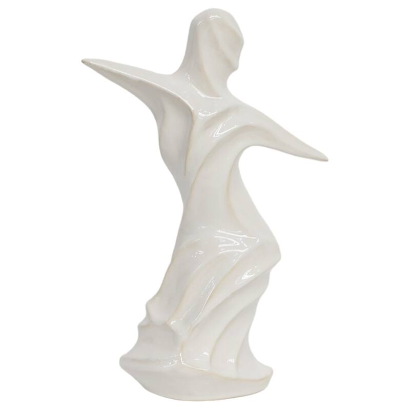 Abstract Ceramic Dancer Statue Figurine for Home Decor - 14", White - 14.0"