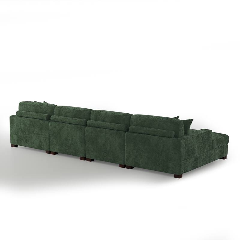 Modern Upholstered Chenille Modular Sectional Sofa with 2 Chaise