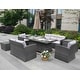 preview thumbnail 12 of 11, Leavitt 7-Piece Patio Wicker Chat Set with Fire Pit Table and Rain Cover Grey