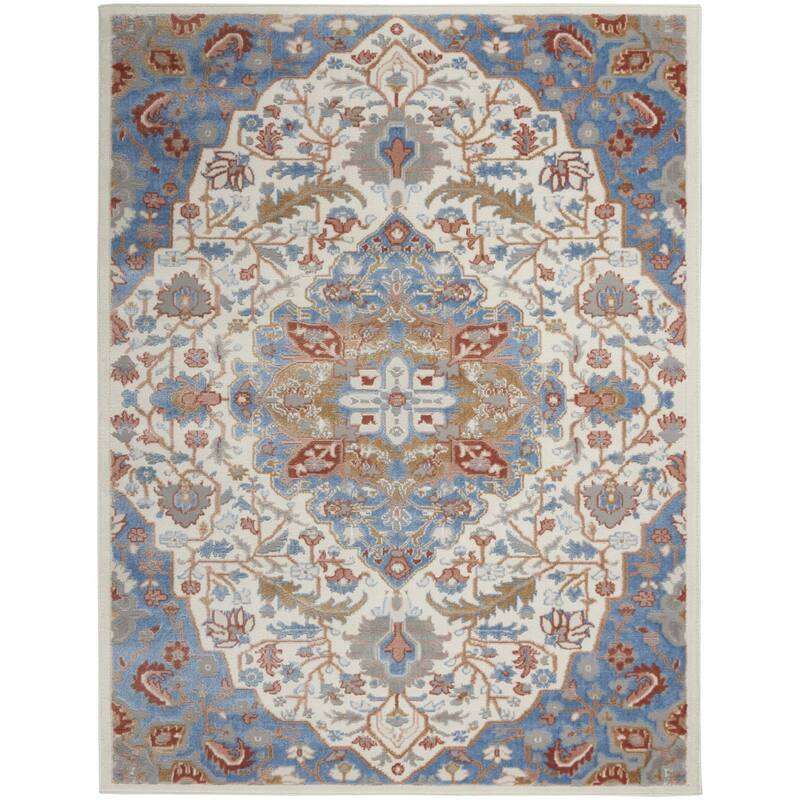 Floral Traditional Non Skid Low Pile Area Rug - 87' X '63' X '0.25