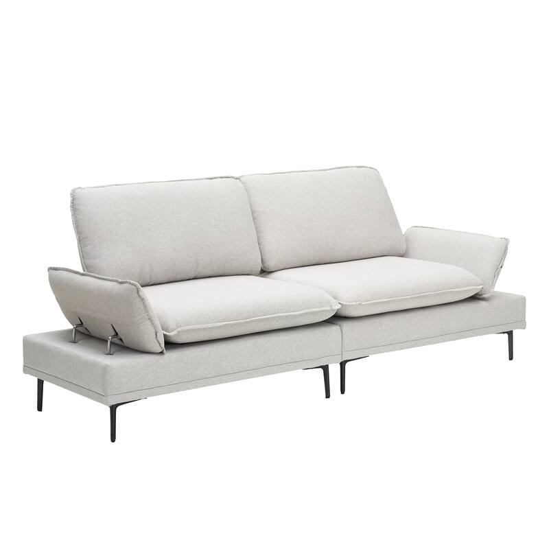 89-Inch Light Grey Polyester Blend Sofa with Easy Assembly and Comfort Features