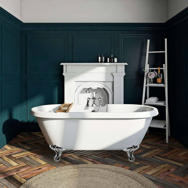 Aqua Eden 67-Inch Acrylic Oval Double Ended Clawfoot Tub