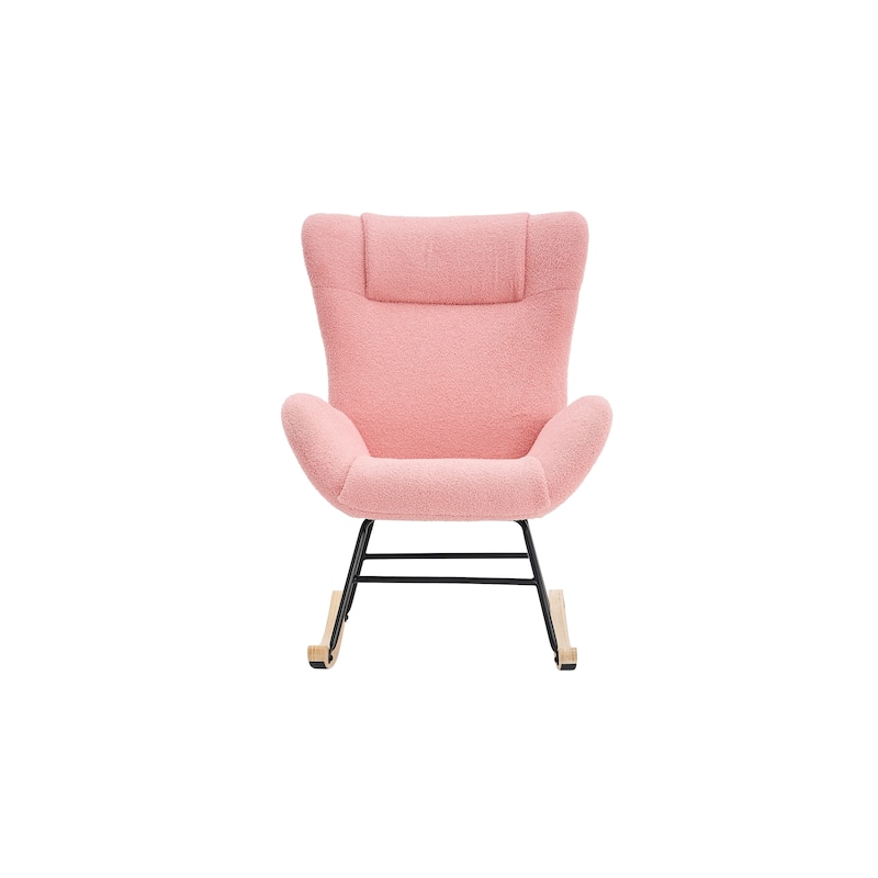 Solid Wood Legs Reading Chair with Teddy Fabric Upholstered