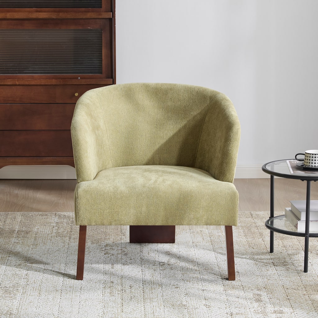 Simple Side Chair Office Chair Accent Chair Green Club Chair Dressing Chair Leisure Chair with Wood Legs