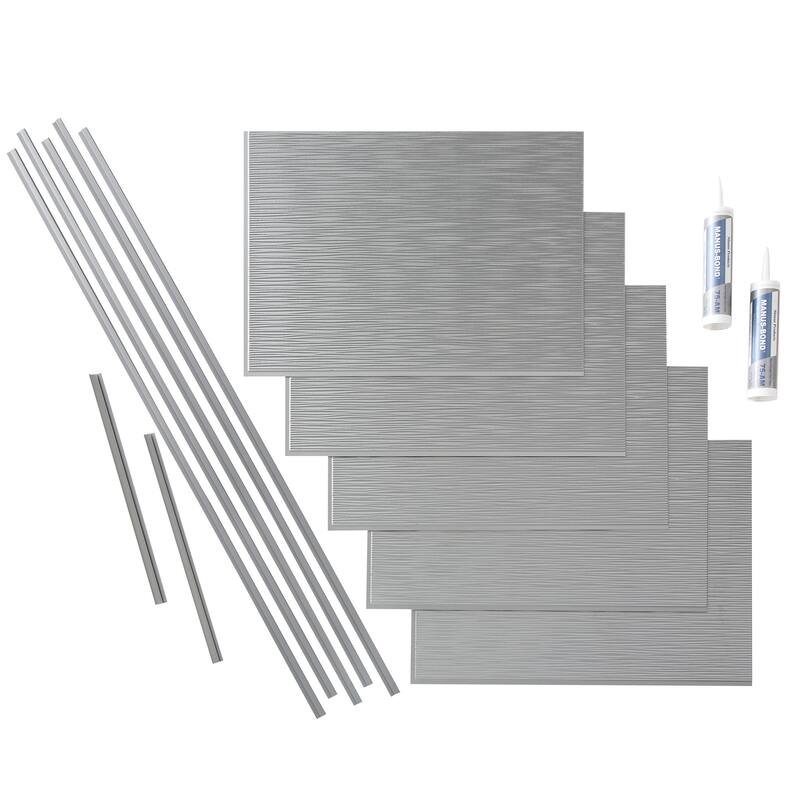 FASÄDE Ripple Decorative Vinyl Backsplash Panel - 15 Sq Ft Kit - Argent Silver