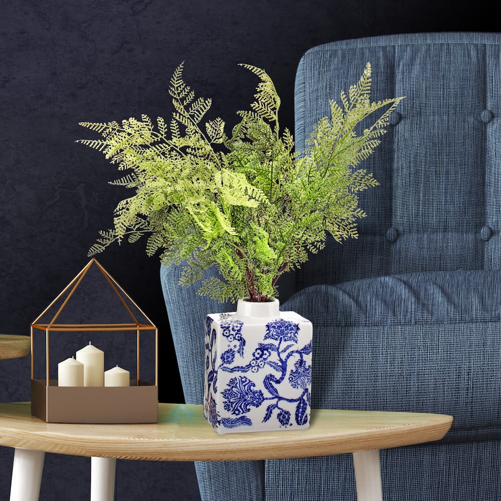 Plastic Natural Touch Foxtail Fern In Rectangle Vase 20"